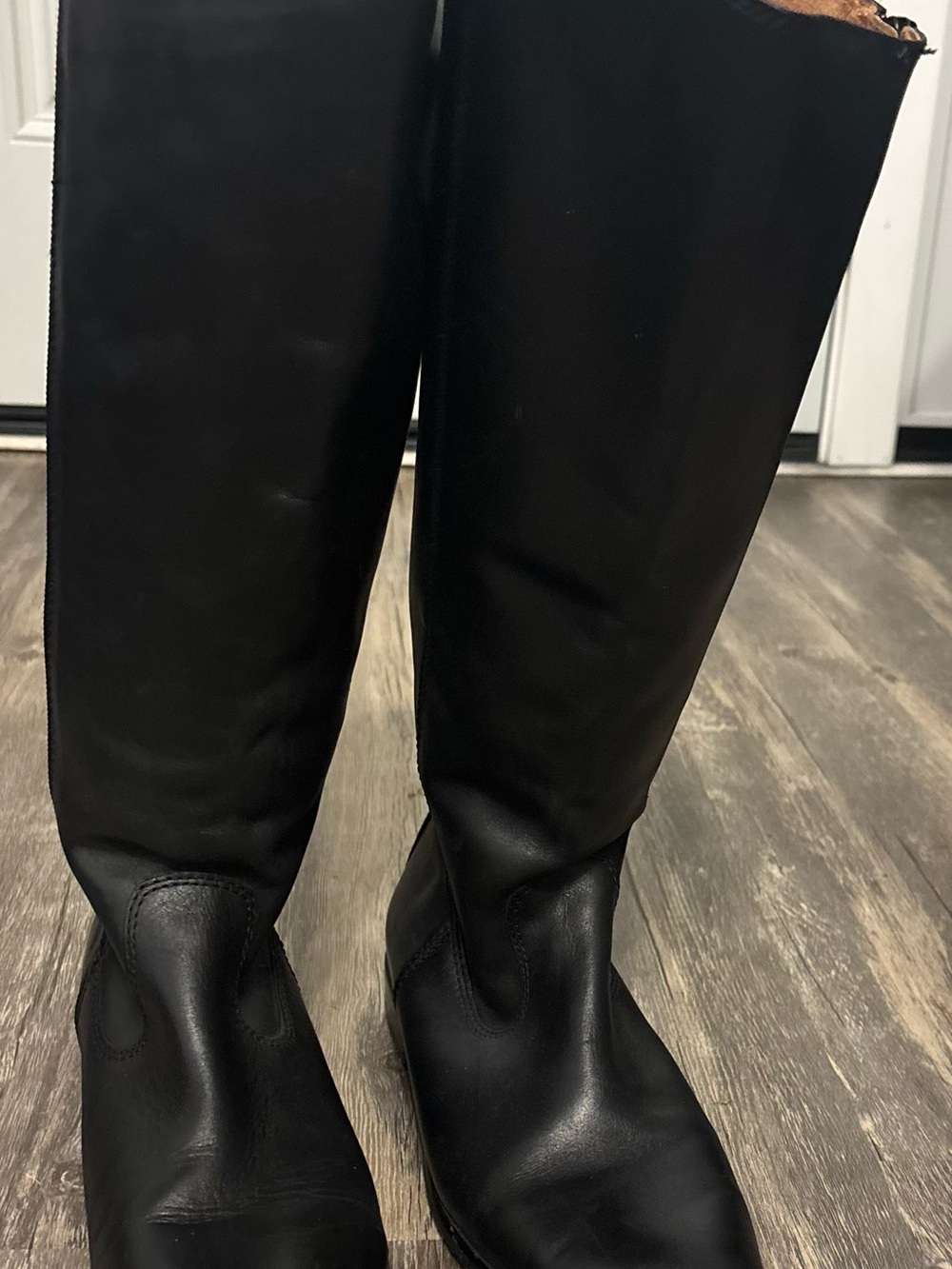 Kenneth Cole Black Leather Knee-High Heeled Boots